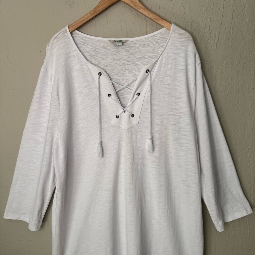 BODEN 100% Cotton White Knit Dress Tunic Beach Swim Cover Up Tassel Tie Size 18 - Picture 5 of 15